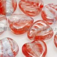 9*9小愛心葉形珠-紅色