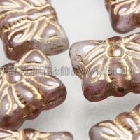 捷克綜合珠-11-15mm咖啡鑲金