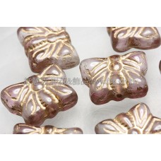 捷克綜合珠-11-15mm咖啡鑲金