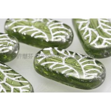 捷克綜合珠-25-12mm綠色鑲白