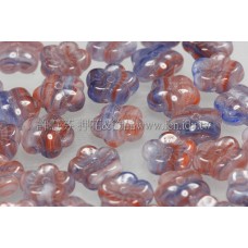 捷克梅花珠3x8藍紅花式彩波紋-20個