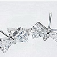 晶鑽鋯石蝴蝶結耳針正白附後束-10*6mm-1對