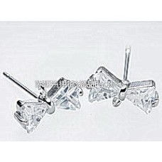 晶鑽鋯石蝴蝶結耳針正白附後束-10*6mm-1對