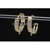 水鑽圓形華麗耳針14K