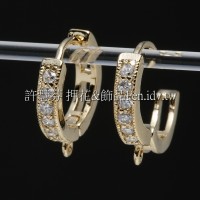 水鑽圓形華麗耳針14K