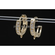 水鑽圓形華麗耳針14K