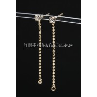 珠鍊晶鑽耳針加後束14K
