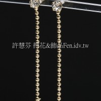 珠鍊晶鑽耳針加後束14K