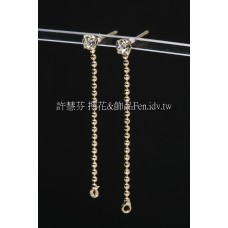 珠鍊晶鑽耳針加後束14K