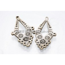 菱形鏤空雕花-耳環配件青古美-2個