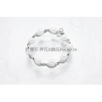 花邊奶油珠環-連接配件正白白