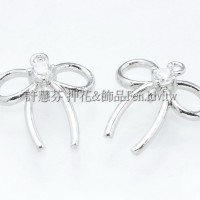 晶鑽雙孔蝴蝶結連接配件正白