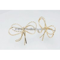 雙層可愛蝴蝶結耳針附後束-22*17.8mm-1對