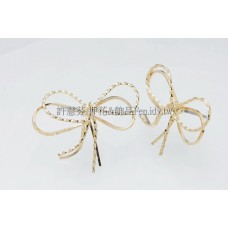 雙層可愛蝴蝶結耳針附後束-22*17.8mm-1對