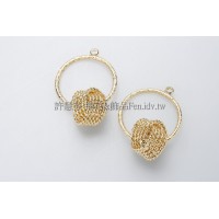 霧面多層次圓環-連接墜飾14K