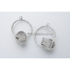 霧面多層次圓環-連接墜飾正白