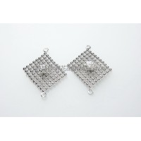 珠網水鑽菱形-連接配件正白