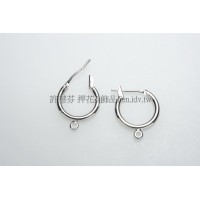 圓形銀彩耳針夾14x16mm-2對