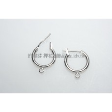 圓形銀彩耳針夾14x16mm-2對