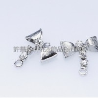 霧面蝴蝶結水鑽-連接配件正白