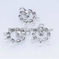 圓形水鑽麻花-連接配件正白