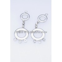 普普風精緻水鑽耳環-連接配件正白