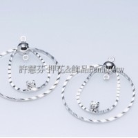 多層次圓面壓紋水鑽-連接配件正白