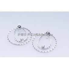 多層次圓面壓紋水鑽-連接配件正白