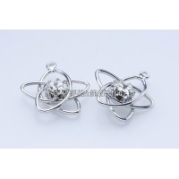 晶鑽曲線花朵-連接墜飾正白