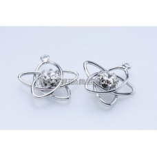 晶鑽曲線花朵-連接墜飾正白