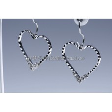 心形立体壓紋水鑽-連接墜飾正白