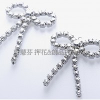 晶鑽閃亮蝴蝶結-連接墜飾正白