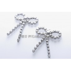 晶鑽閃亮蝴蝶結-連接墜飾正白