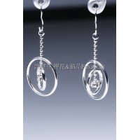 多層次雙圓銀彩-連接墜飾正白