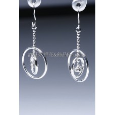 多層次雙圓銀彩-連接墜飾正白