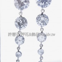 晶鑽閃亮圓形鋯石鍊-連接墜飾正白