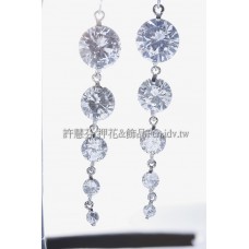 晶鑽閃亮圓形鋯石鍊-連接墜飾正白