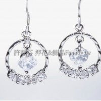 圓形晶鑽閃亮心形鋯石-連接墜飾正白