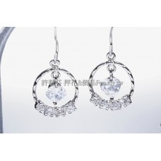 圓形晶鑽閃亮心形鋯石-連接墜飾正白