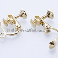 半球鏍絲耳夾金-15x10.5mm-4對