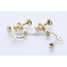 半球鏍絲耳夾金-15x10.5mm-4對