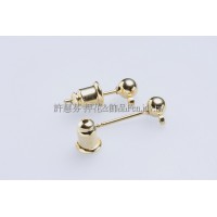 銀彩立體圓球耳針加葫蘆後束-3mm5對