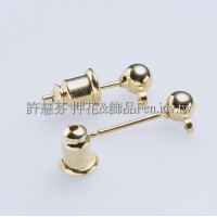 銀彩立體圓球耳針加葫蘆後束-3mm5對