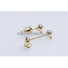 銀彩立體圓球耳針加葫蘆後束-3mm5對