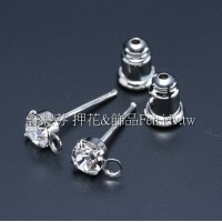 晶鑽耳針加葫蘆後束-4mm*15mm-3對