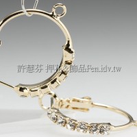 水鑽圓形耳針14K