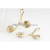 人字雙圓形耳環配件-32*28MM-2個