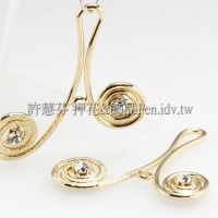 人字雙圓形耳環配件-32*28MM-2個