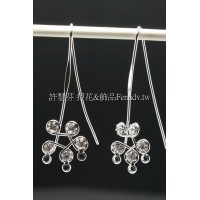 3孔5個晶鑽修長耳勾正白-1對