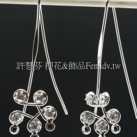 3孔5個晶鑽修長耳勾正白-1對